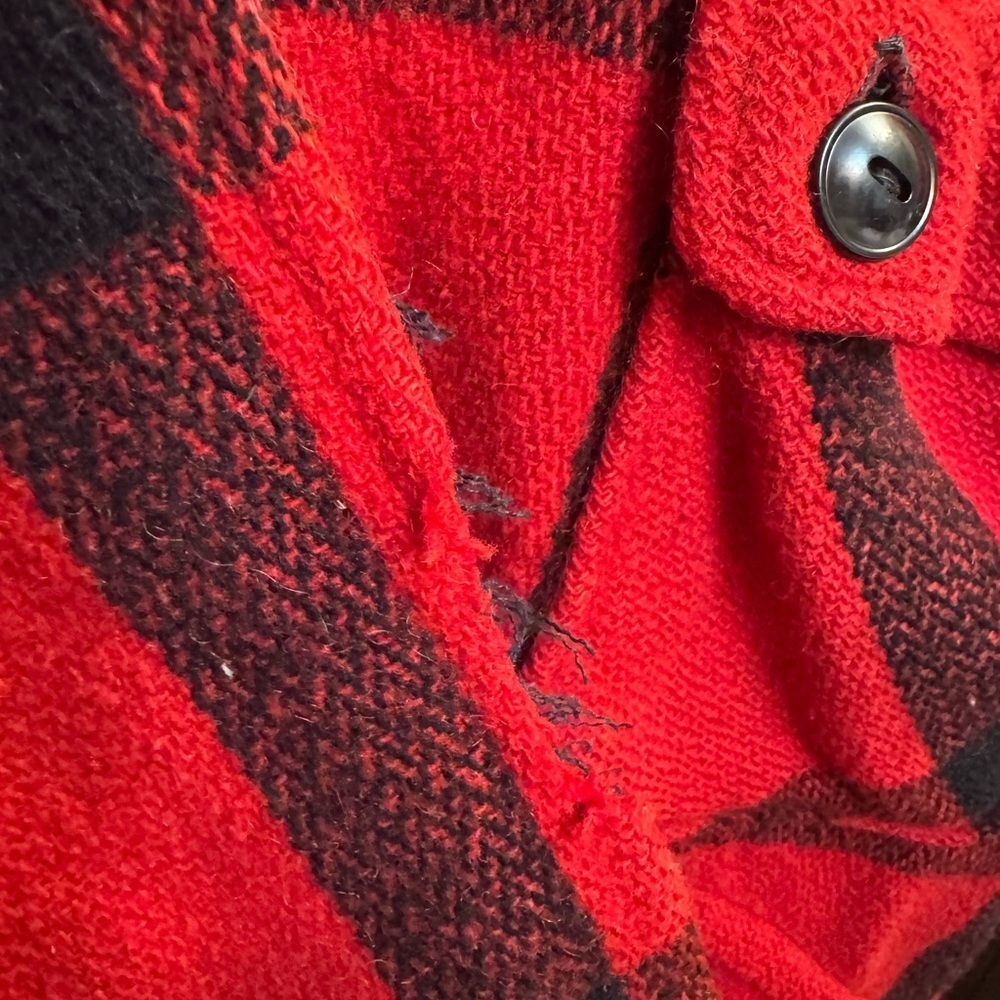 Vintage 100% Wool 70’s JC Penney Buffalo Plaid Red Blk Hunting Mackinaw Jacket - Picture 11 of 16